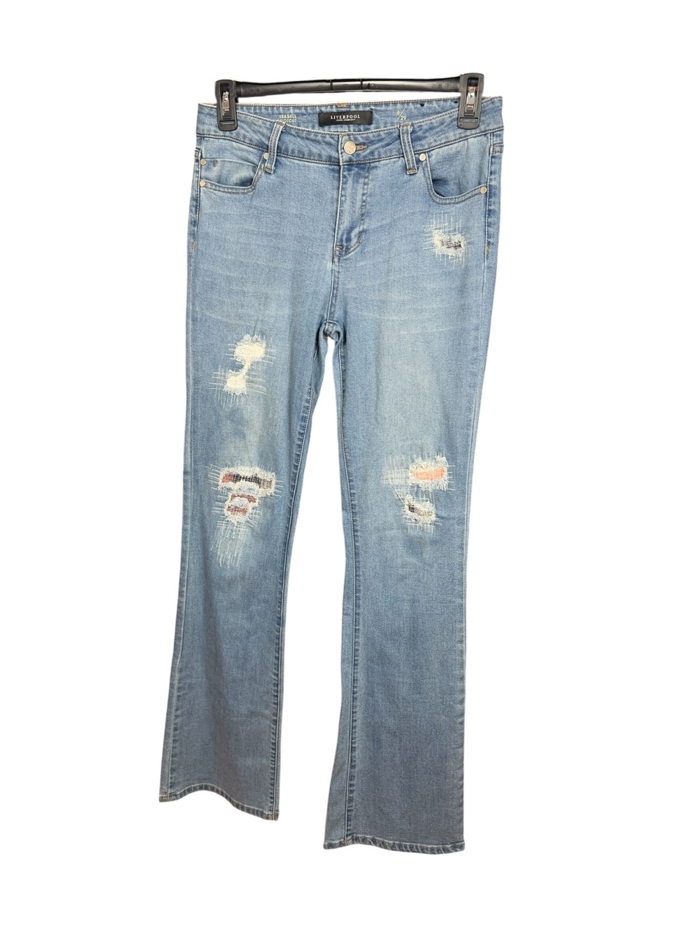 Liverpool Jeans Company Light Blue Distressed Flare Jeans with Rips